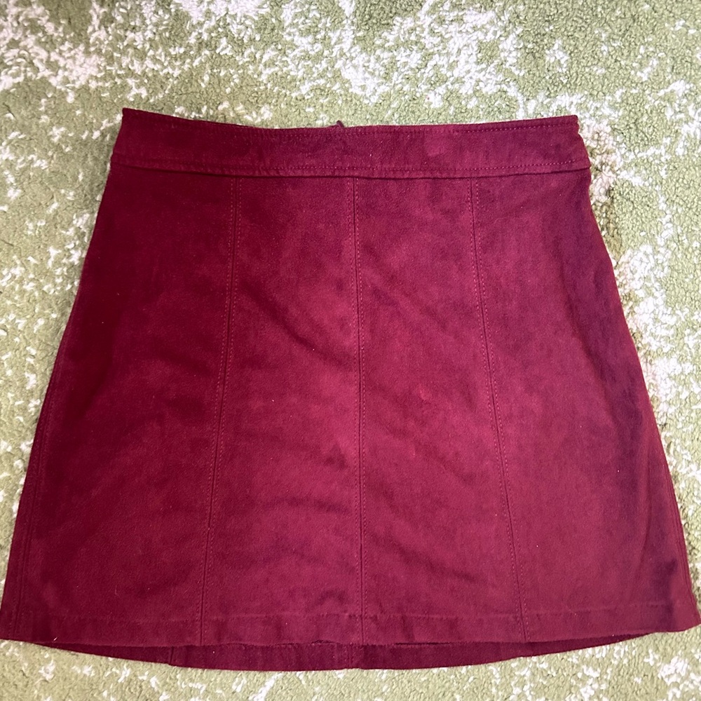 Bershka maroon suede skirt